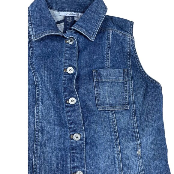 Chicos Platinum Denim Jeans Vest Size 1 ( medium ) - Picture 2 of 5
